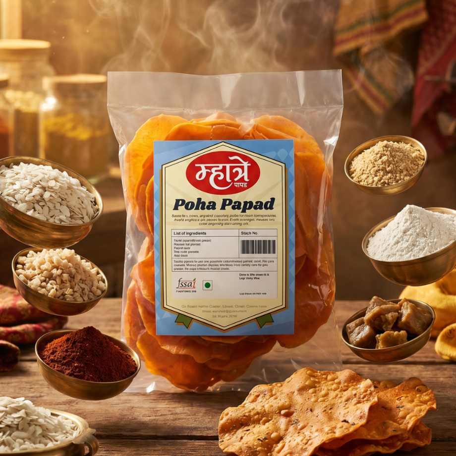 Traditional Tandul Kurdai made with rice flour, papad khar, salt, and sago (saboodana). Thin, crispy strings that puff up beautifully when fried - a unique Maharashtrian delicacy loved across generations. Perfect for festivals and special occasions.